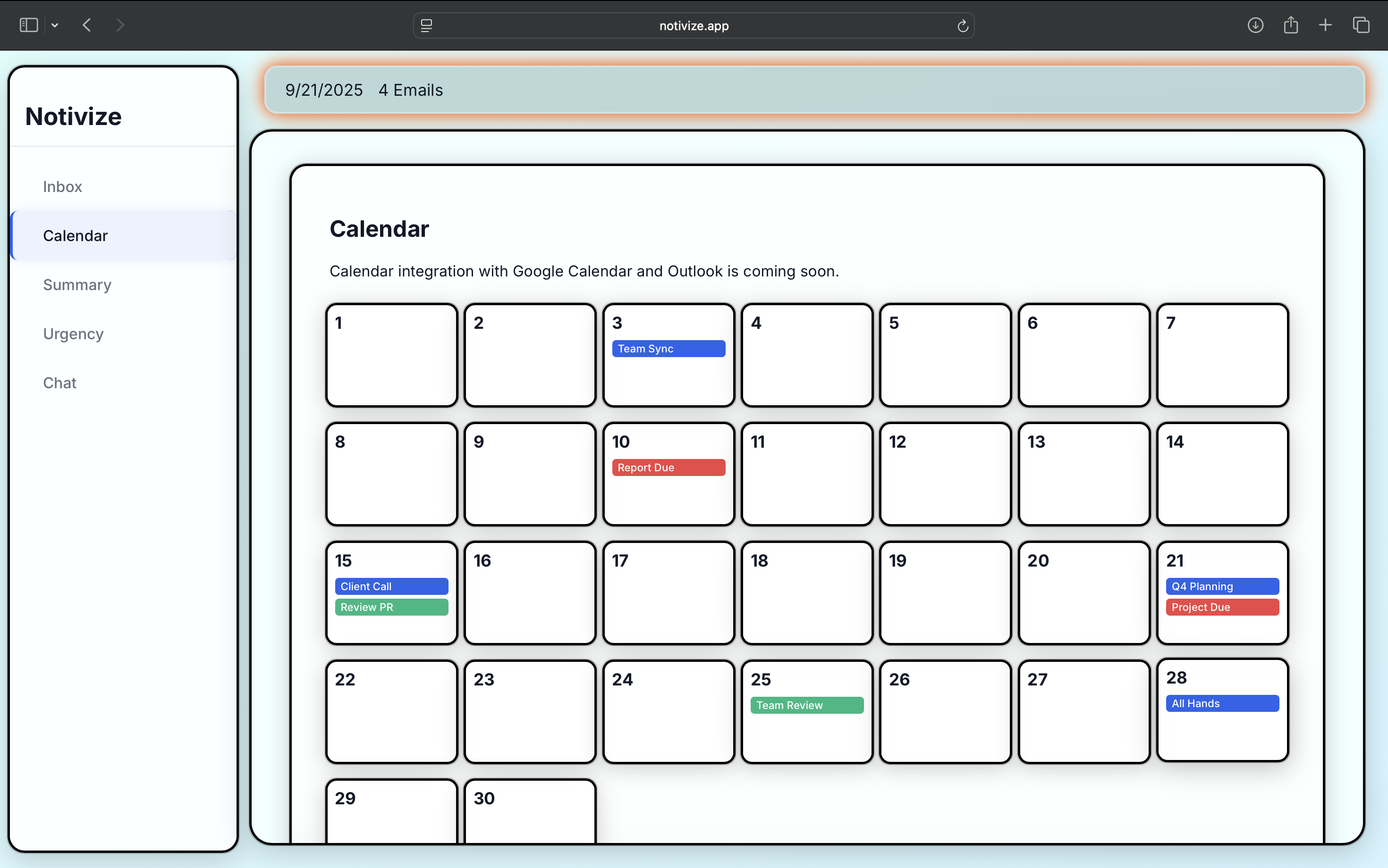 Calendar integration